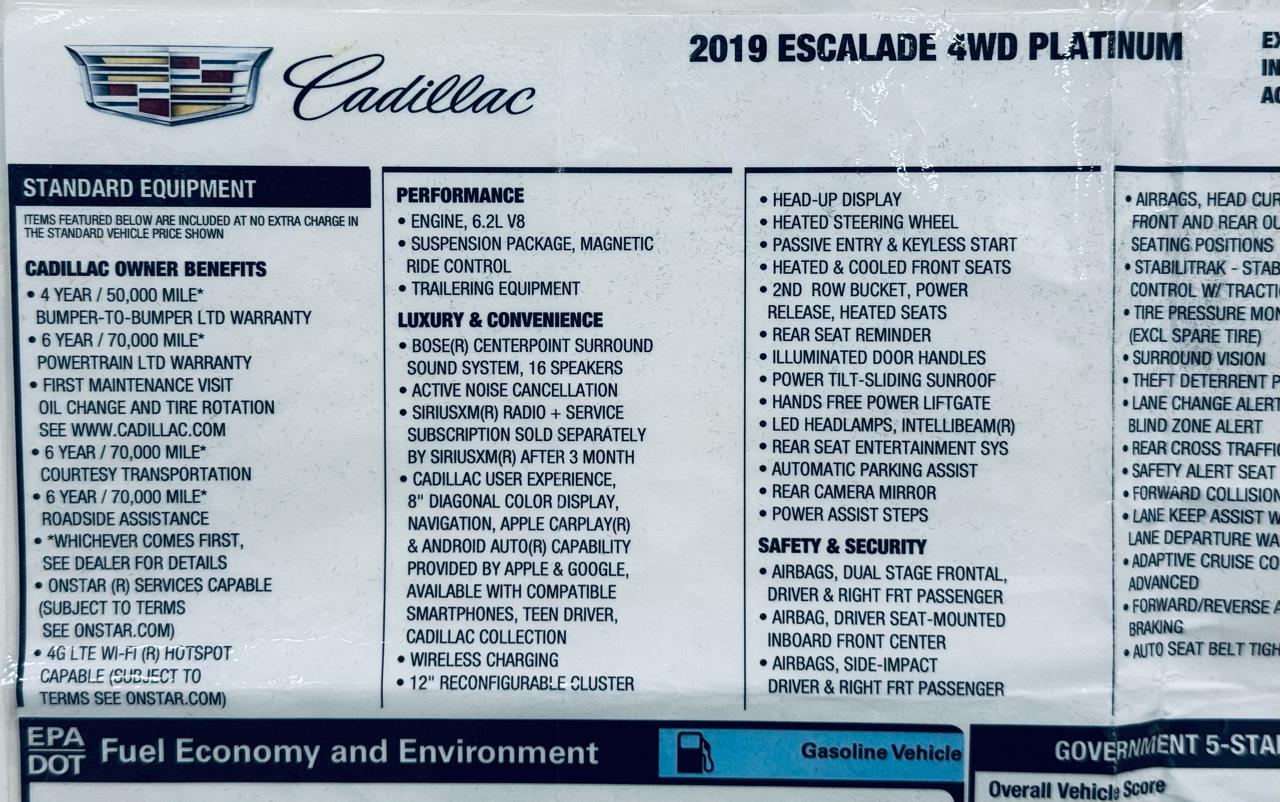 Cadillac Escalade 4WD 4dr Platinum 2019