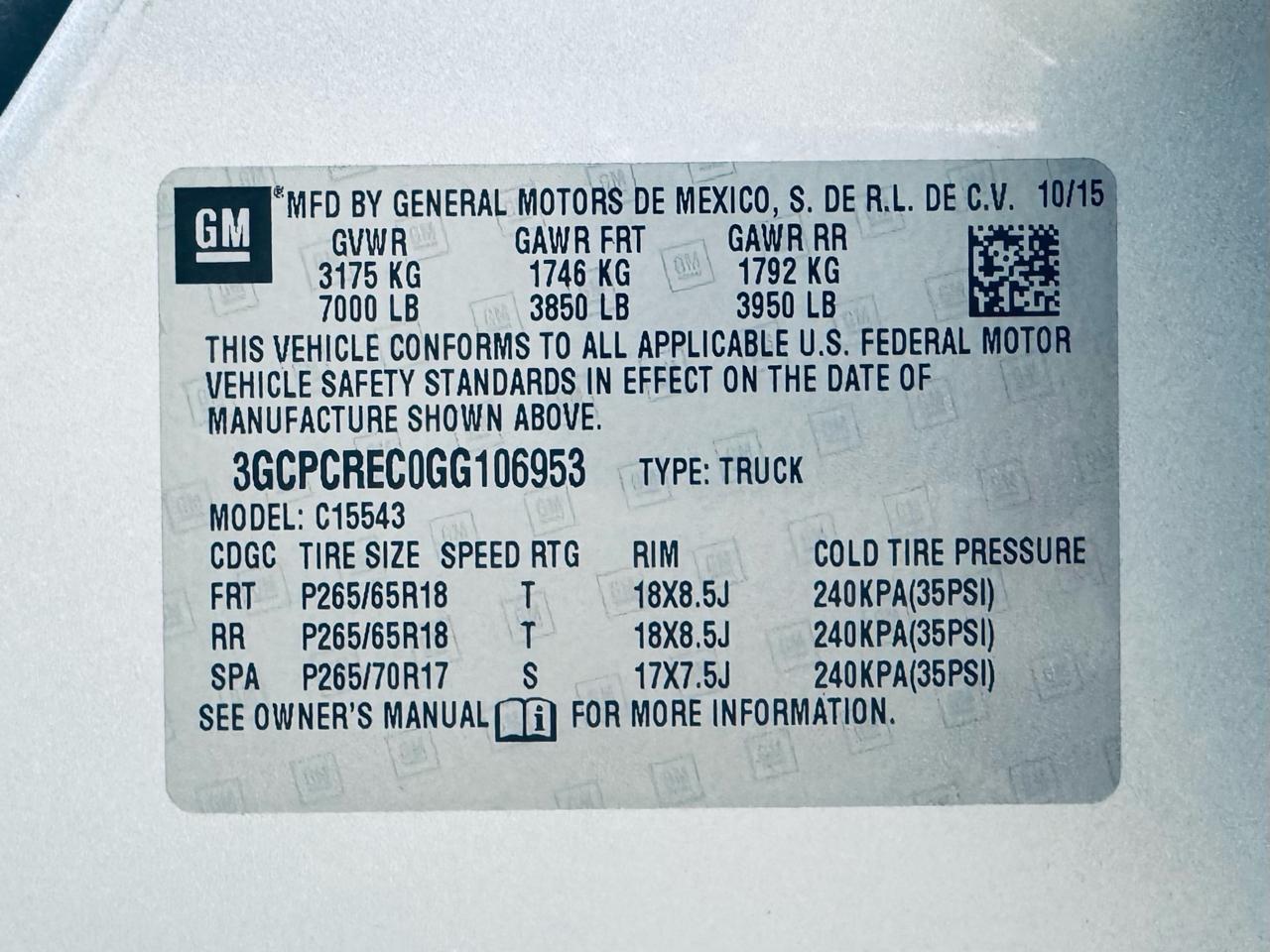 Chevrolet Silverado 1500 2WD Crew Cab 143.5" LT w/1LT 2016