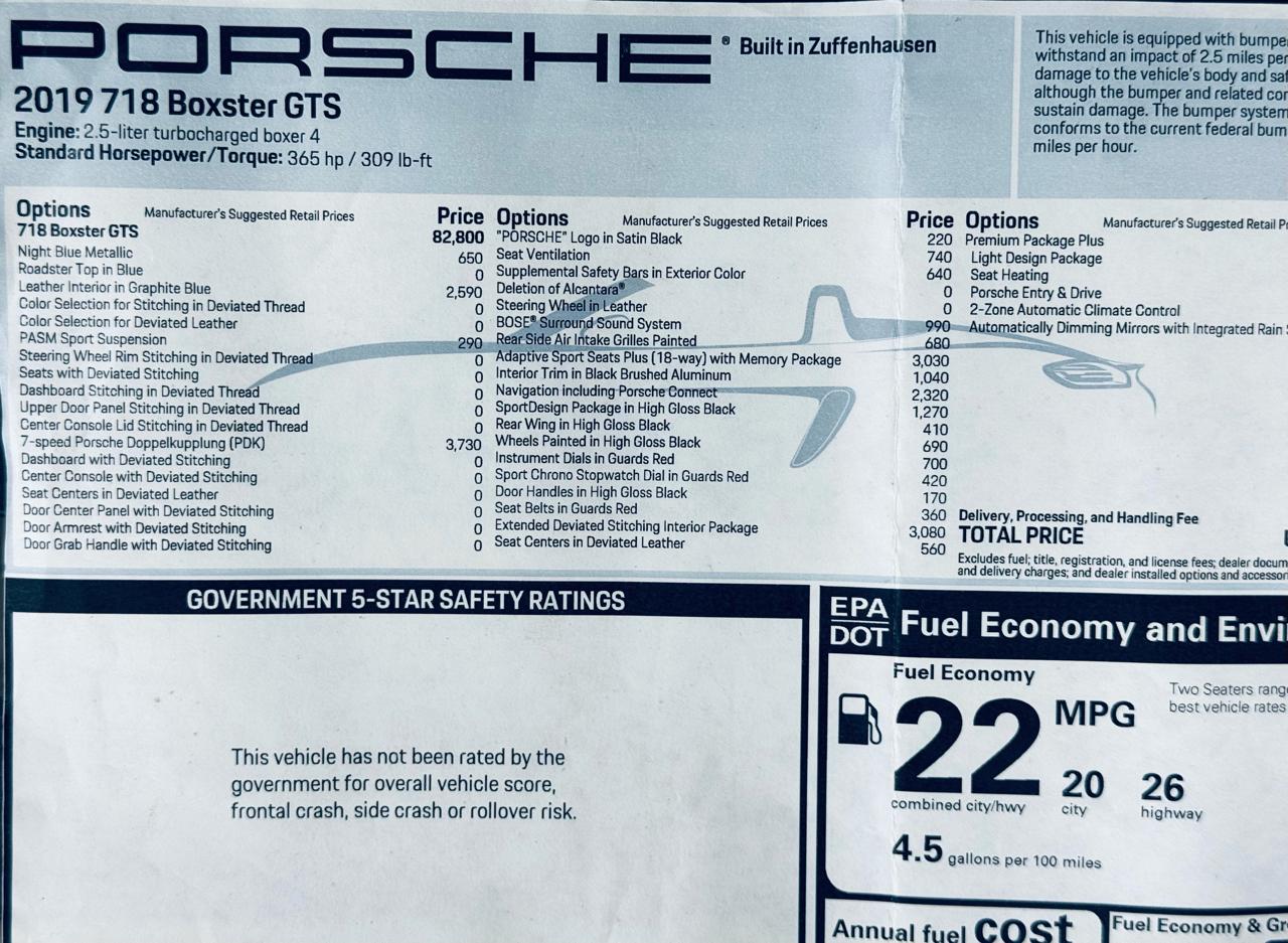 Porsche 718 Boxster GTS Roadster 2019