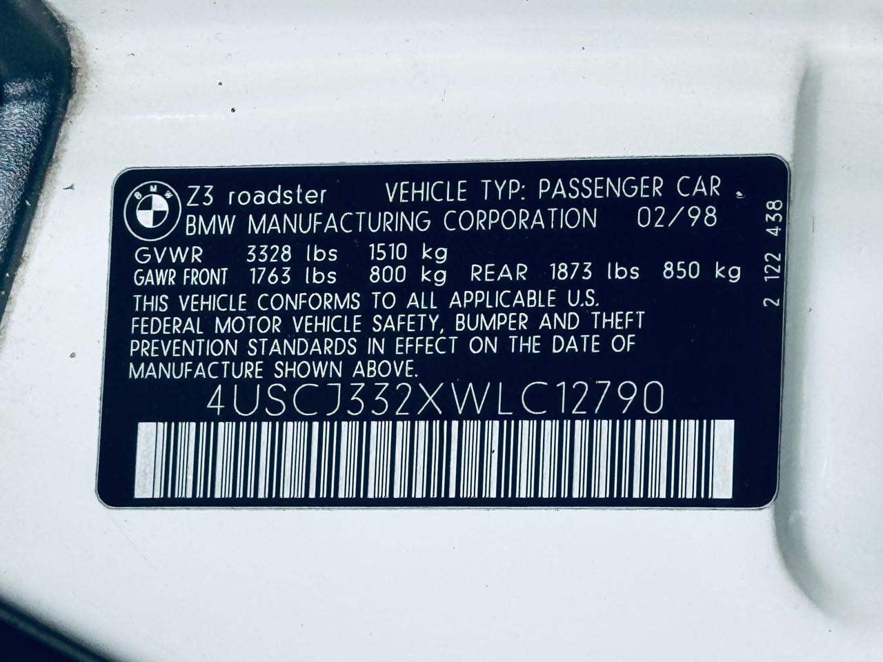 BMW 3 Series Z3 2dr Roadster 2.8L 1998