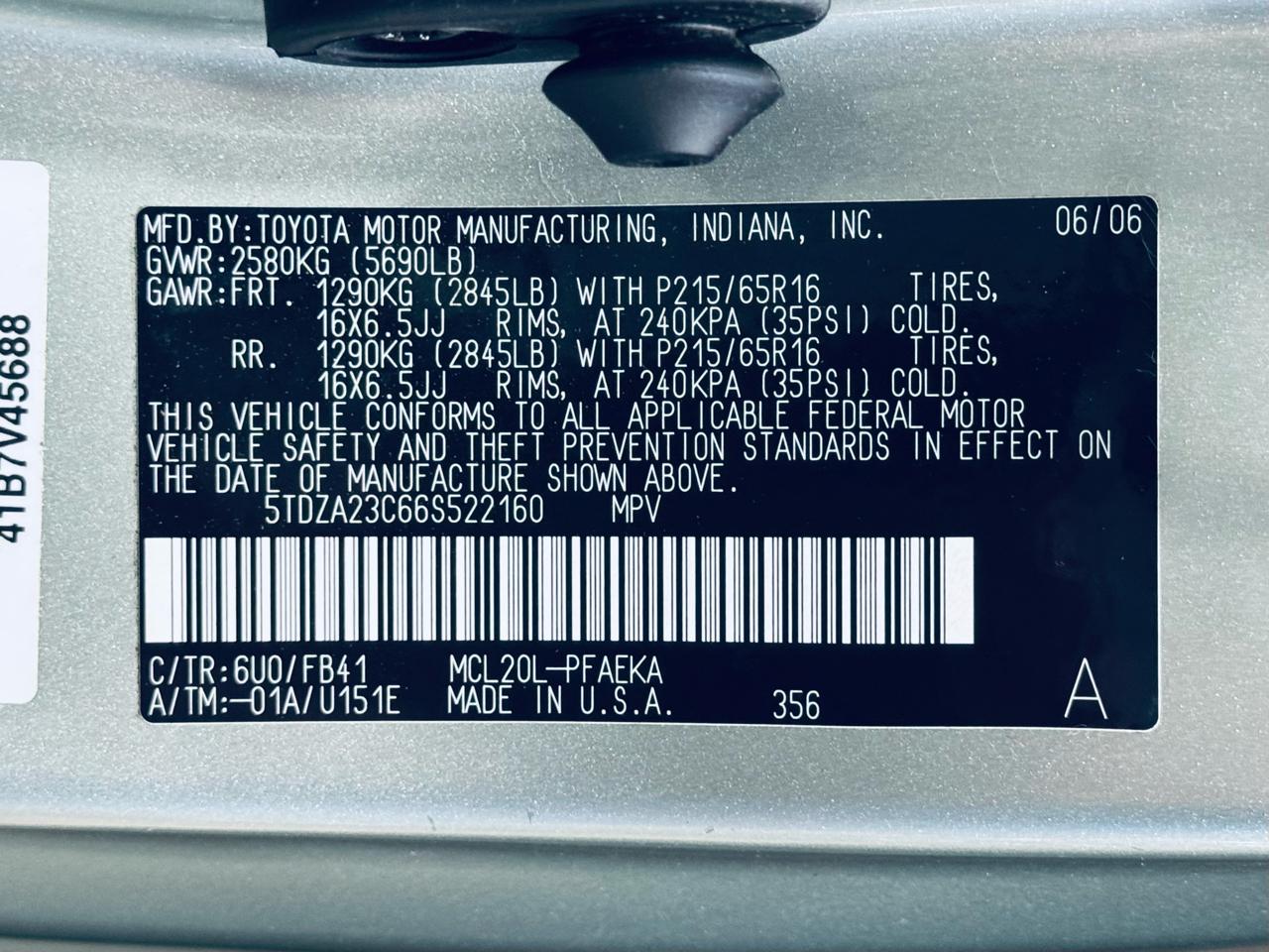 Toyota Sienna 5dr CE FWD 7-Passenger (Natl) 2006