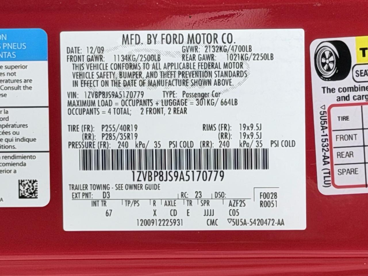 Ford Mustang 2dr Cpe Shelby GT500 2010