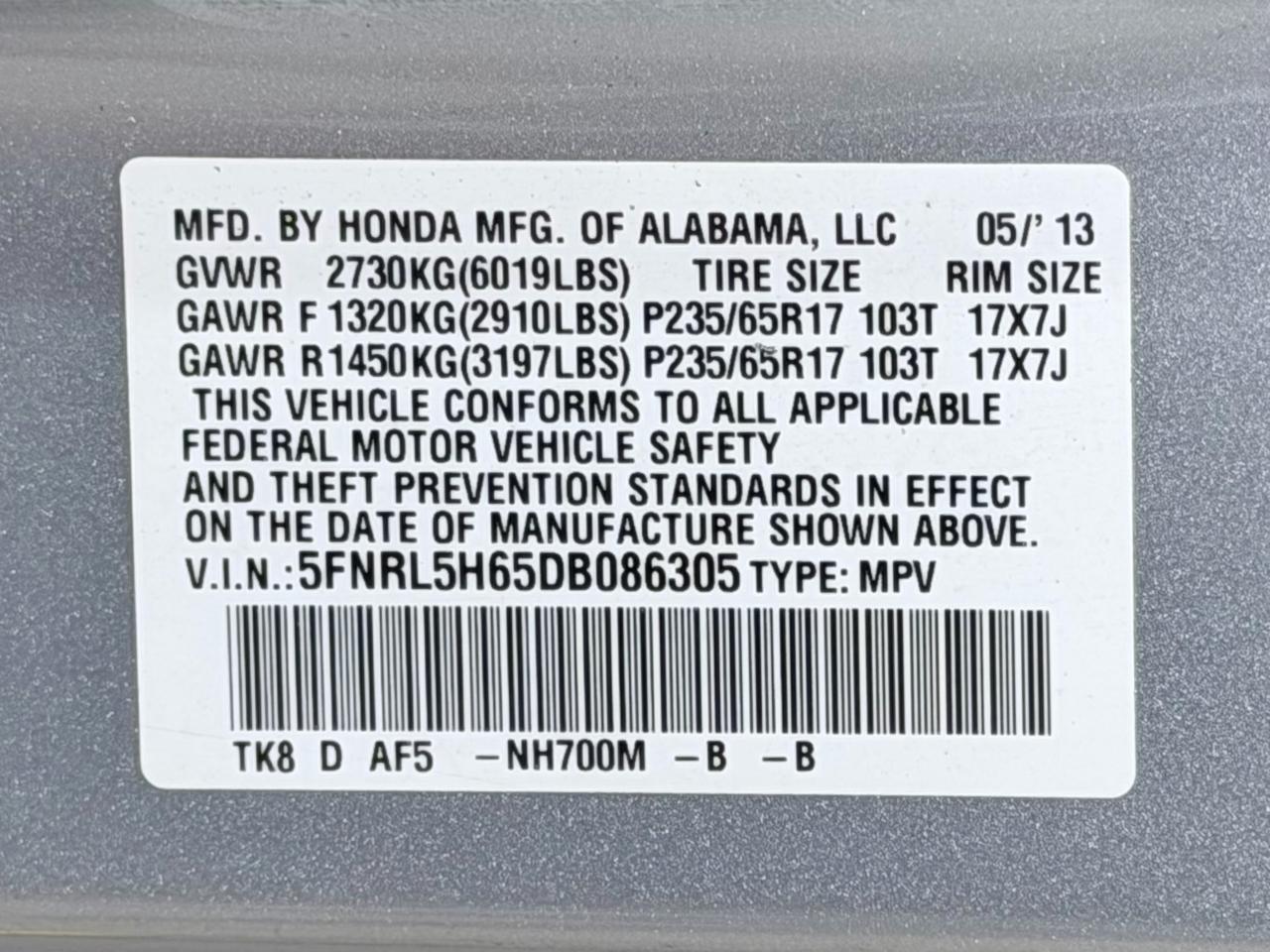 Honda Odyssey 5dr EX-L 2013