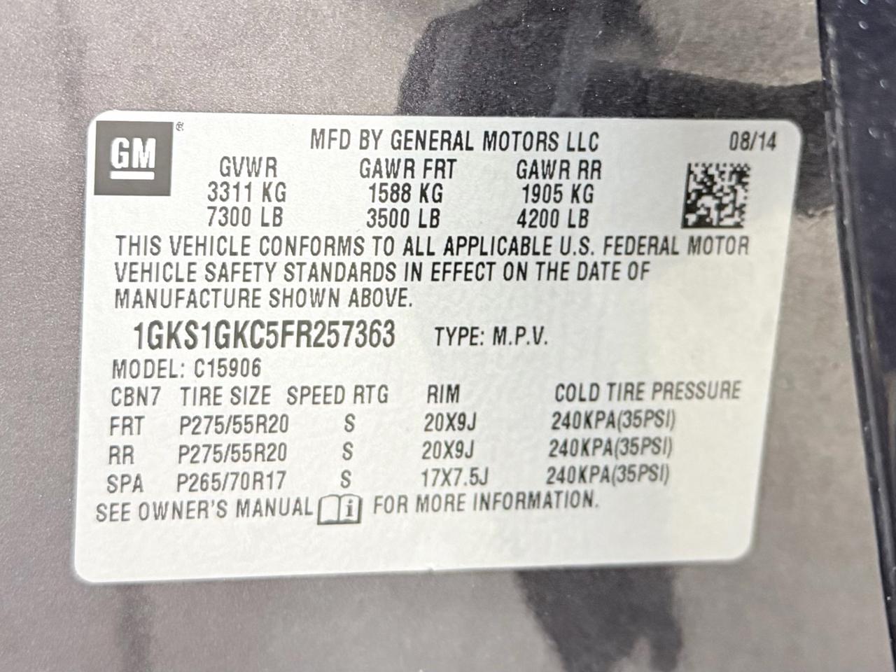 GMC Yukon XL 2WD 4dr SLE 2015