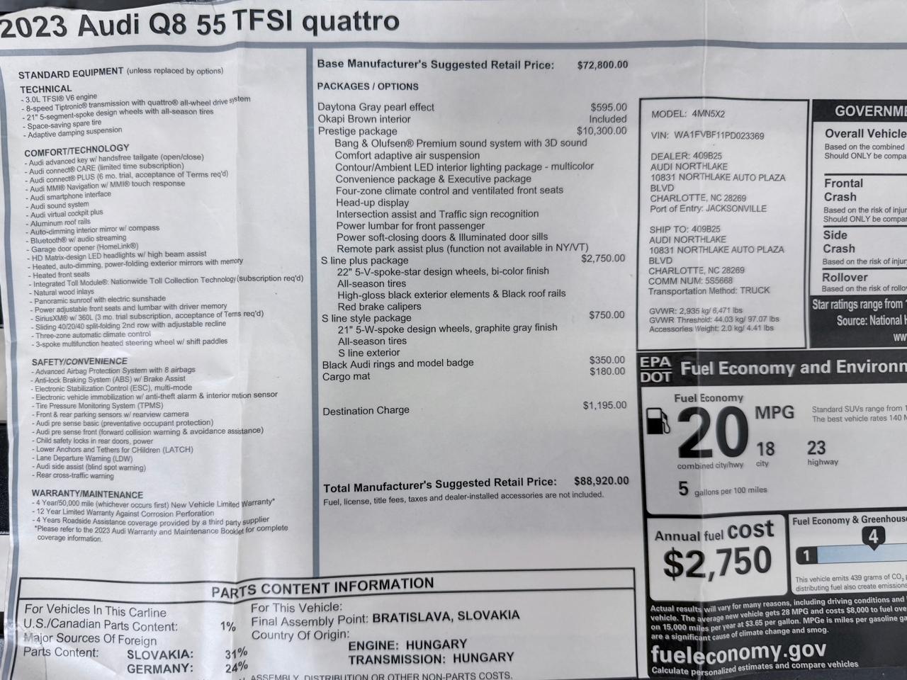 Audi Q8 Prestige 55 TFSI quattro 2023