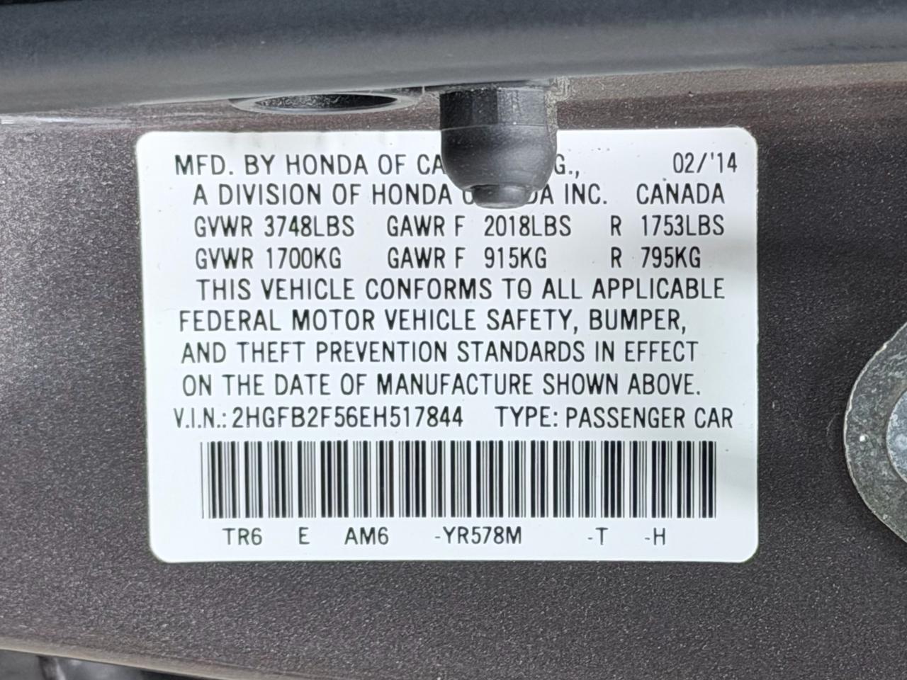 Honda Civic Sedan 4dr CVT LX 2014