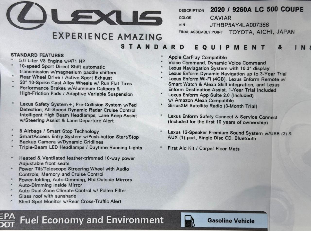 Lexus LC LC 500 RWD 2020