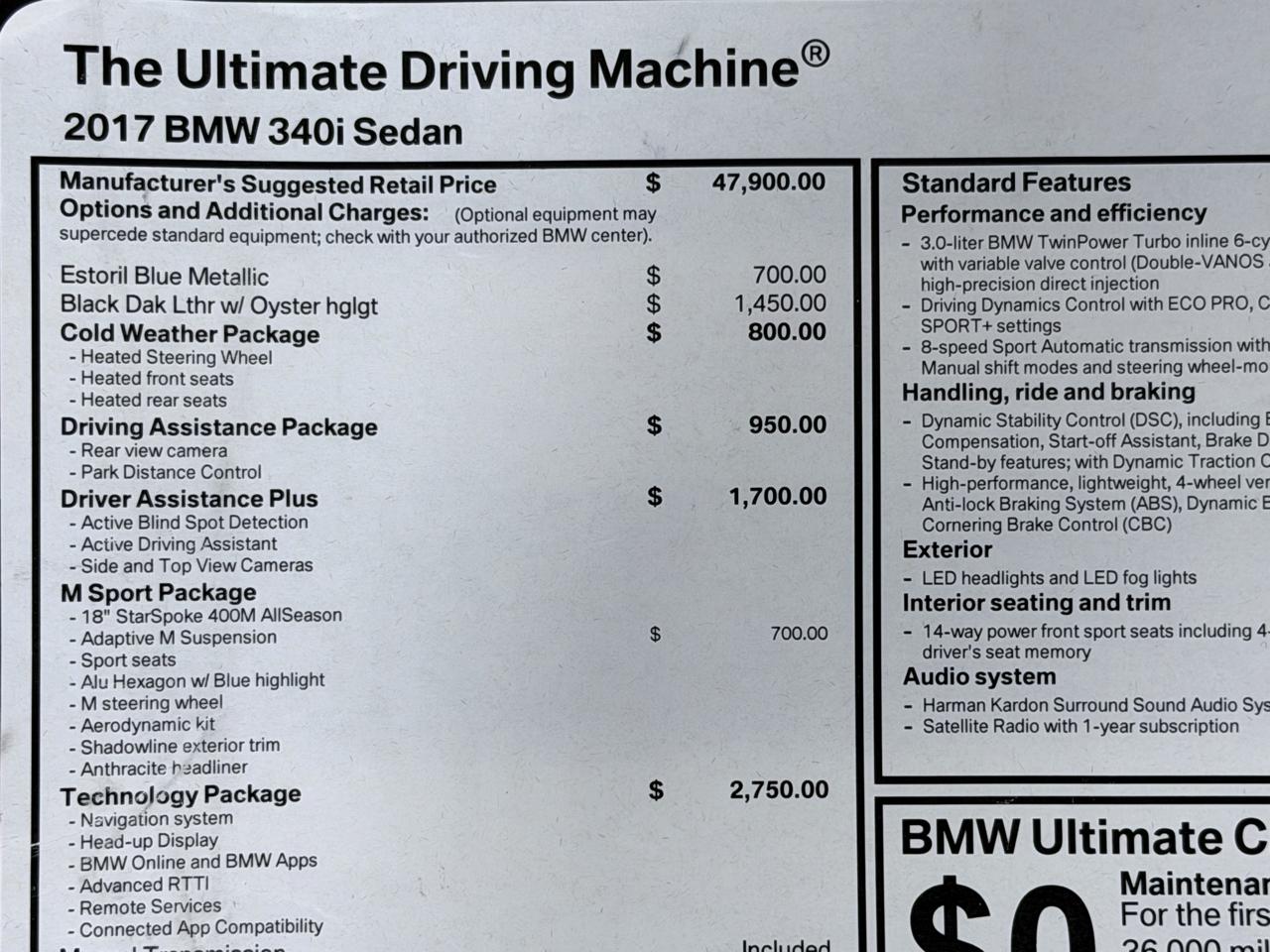 BMW 3 Series 340i Sedan 2017
