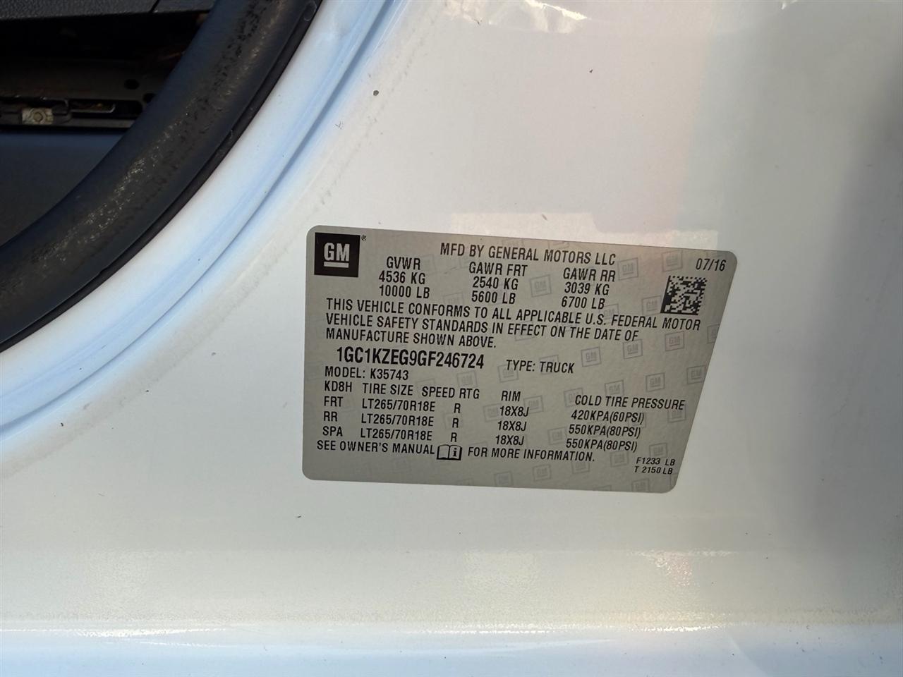 Chevrolet Silverado 3500HD 4WD Crew Cab 153.7" LT 2016