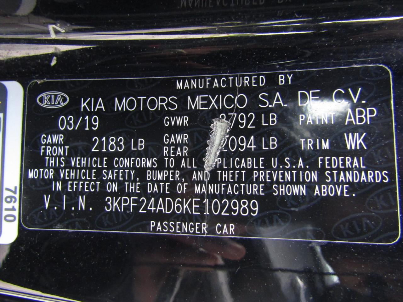 Kia Forte FE 6M 2019
