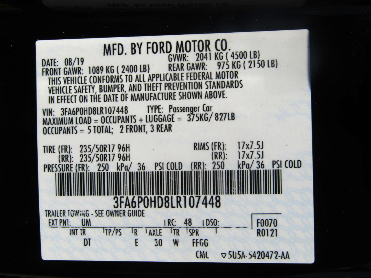 Ford Fusion SE 2020