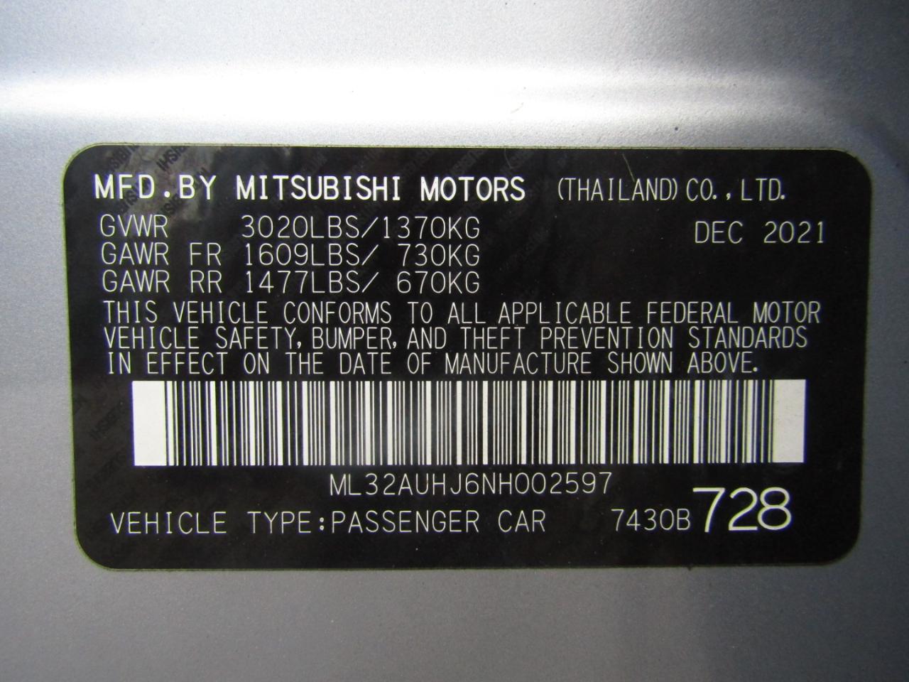 Mitsubishi Mirage ES 2022