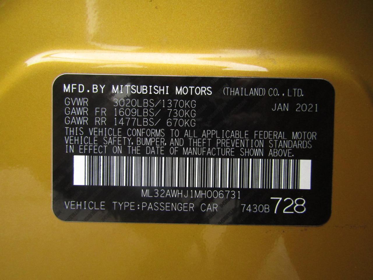 Mitsubishi Mirage SE 2021