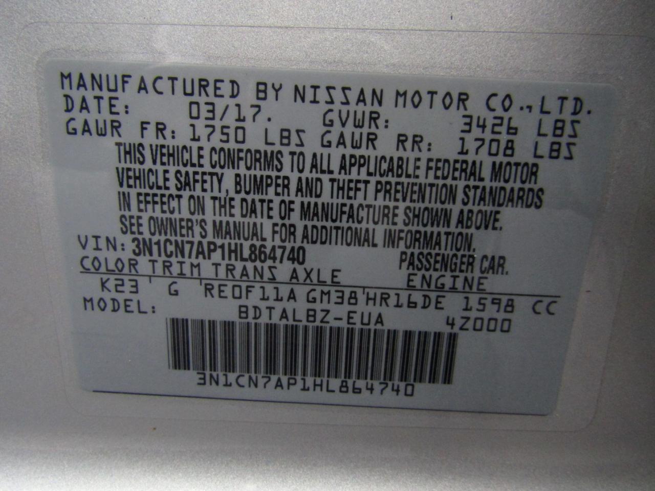 Nissan Versa S 2017