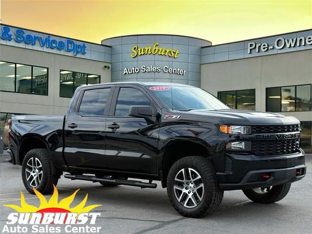 Black 2019 Chevrolet Silverado 1500 Custom Trail Boss Crew Cab 4WD Pickup Truck Four-Wheel Drive Automatic