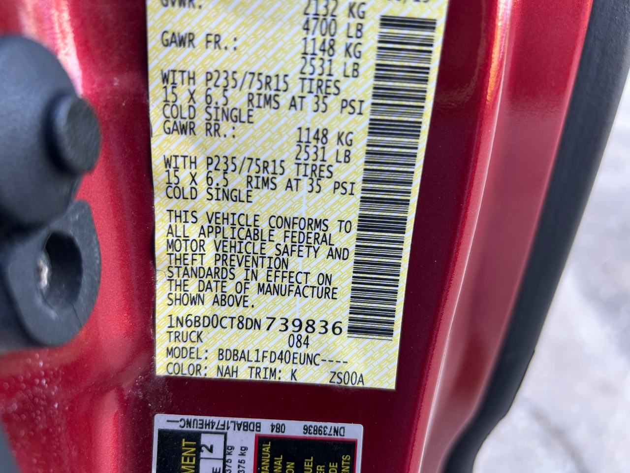 Nissan Frontier 2WD King Cab I4 Manual S 2013