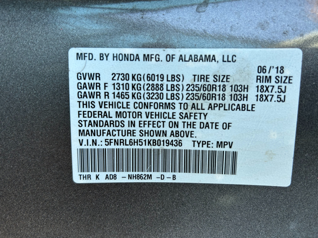 Honda Odyssey EX Auto 2019