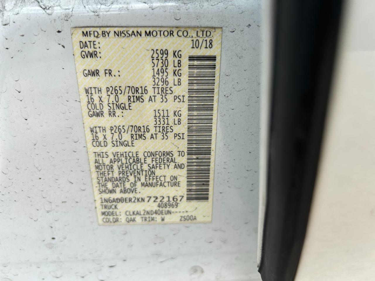 Nissan Frontier Crew Cab 4x2 SV Auto 2019