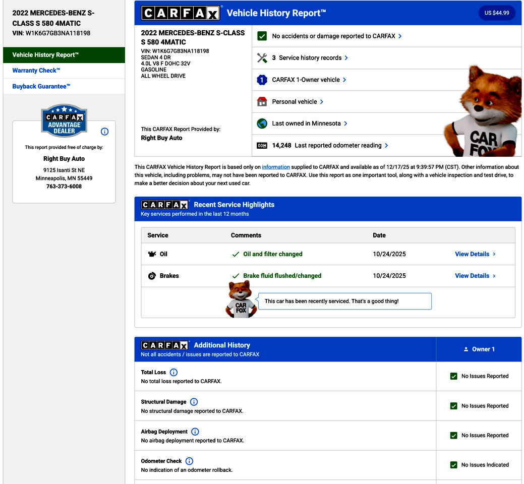 Mercedes-Benz S-Class S580 4MATIC 2022