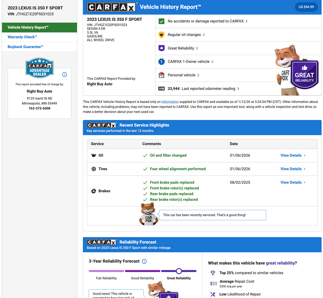 Lexus IS F SPORT 350 AWD 2023