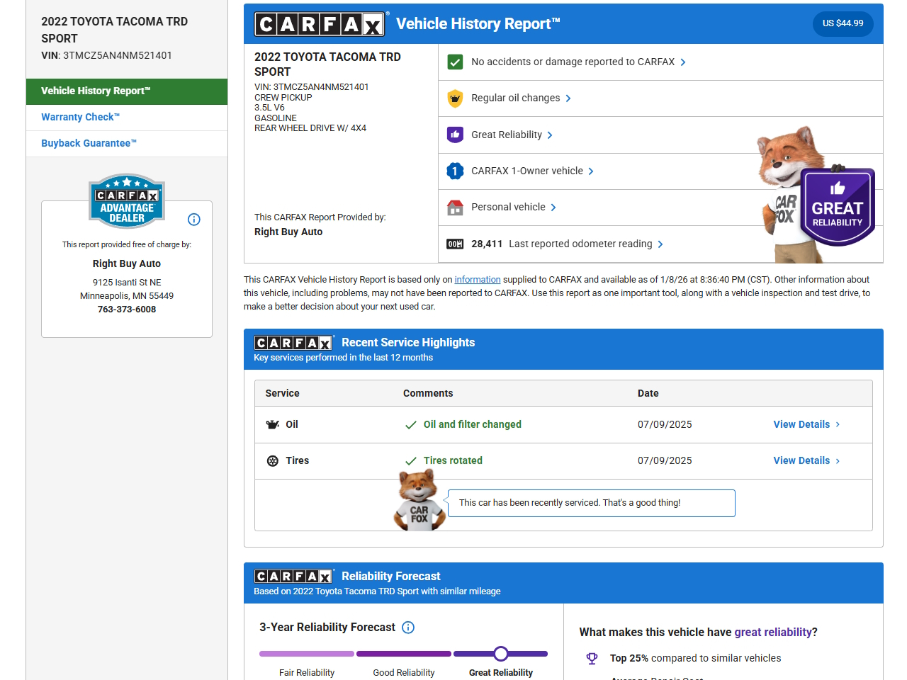 Toyota Tacoma TRD Sport Double Cab 5' Bed V6 4x4 AT (Natl) 2022