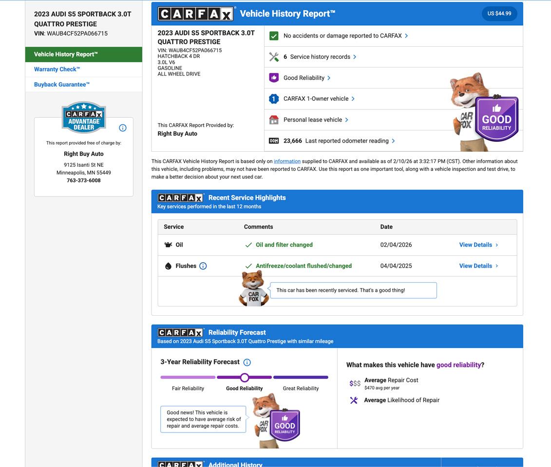 Audi S5 Prestige Hatchback quattro 2023