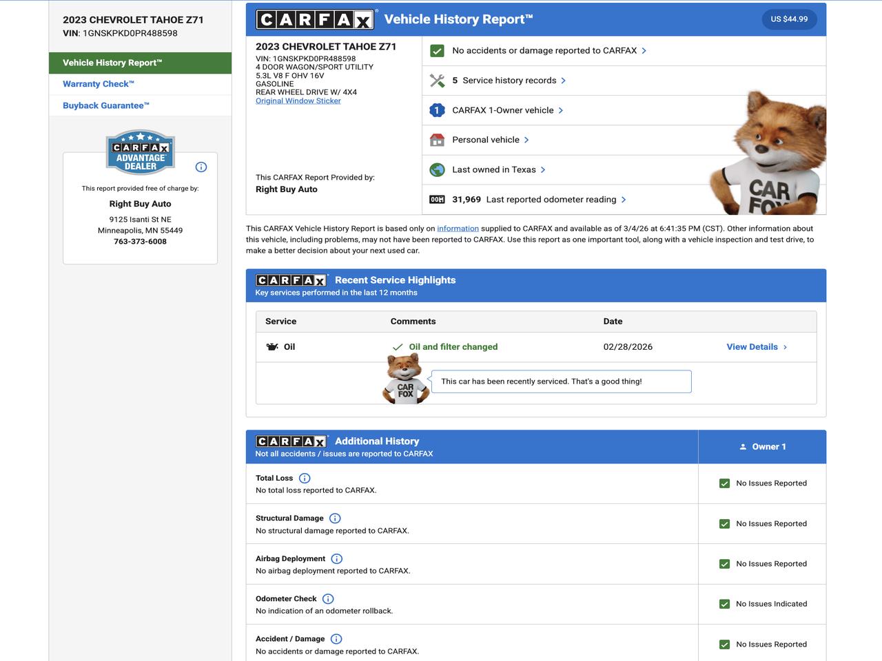 Chevrolet Tahoe Z71 2023