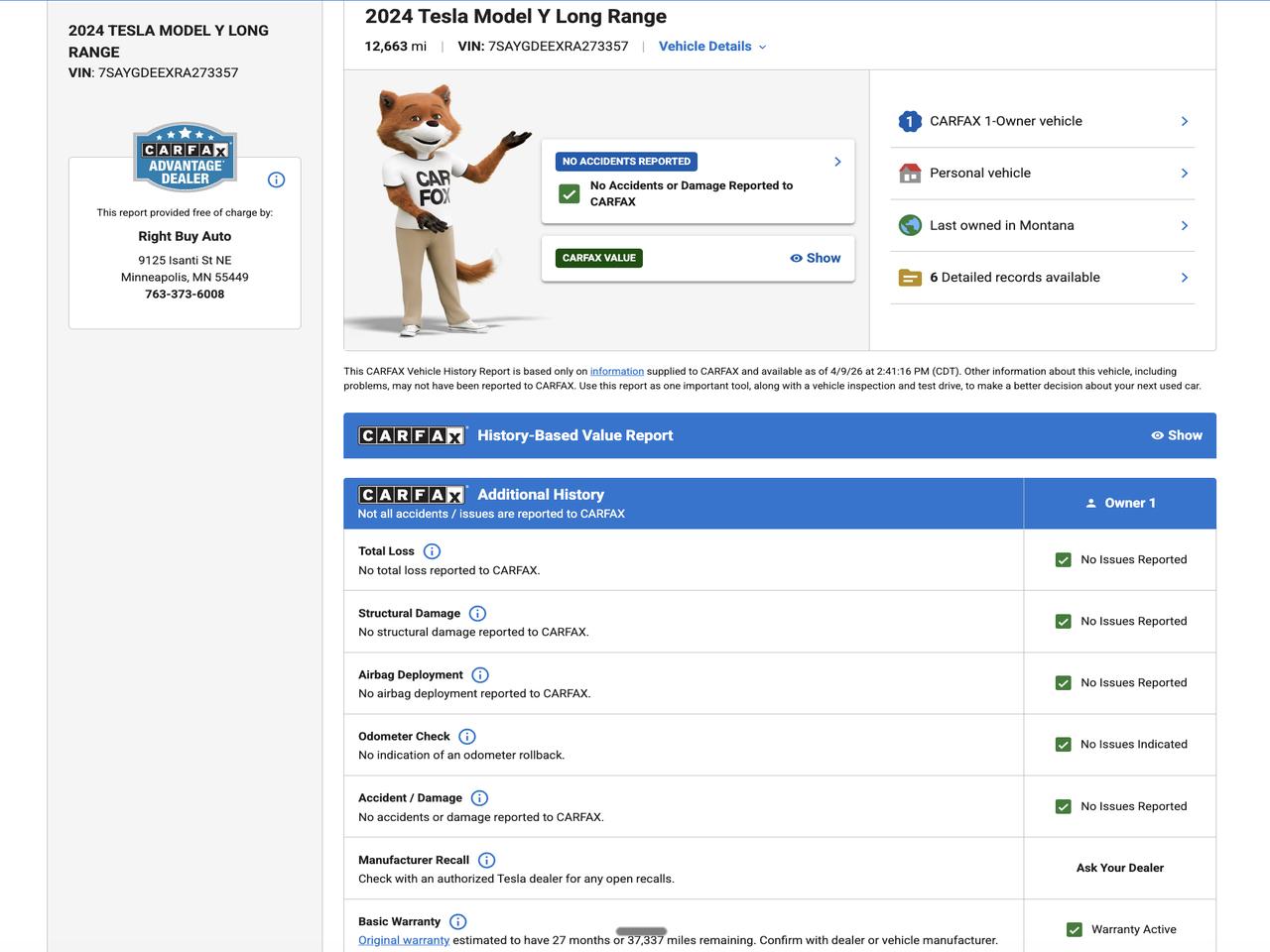 Tesla Model Y Long Range 2024