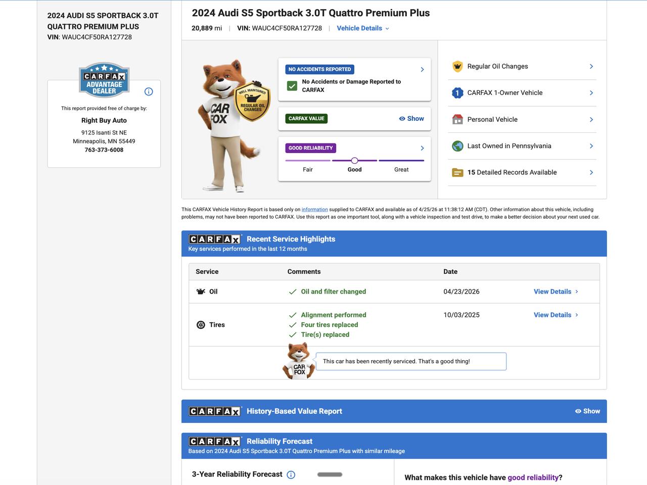 Audi S5 Premium Plus Hatchback quattro 2024