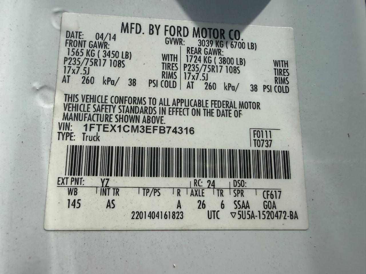 Ford F-150 Lariat SuperCab 6.5-ft. Bed 2WD 2014