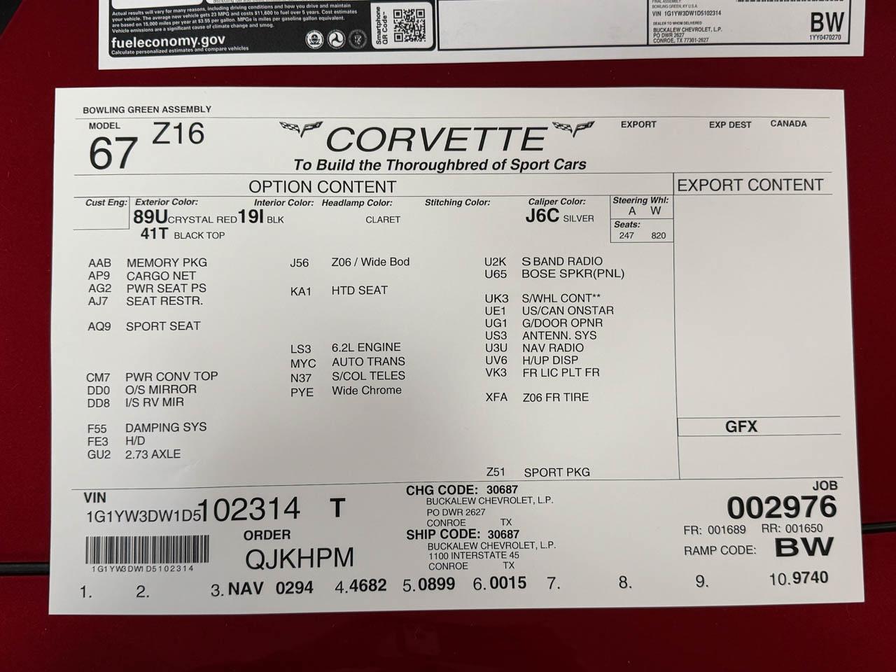 Chevrolet Corvette GS Convertible 3LT 2013