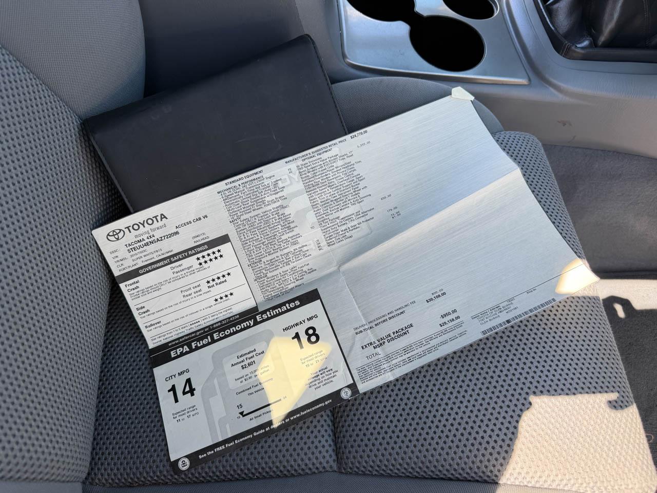 Toyota Tacoma 4WD TRD Sport Access Cab 6' Bed V6 MT (Natl) 2010