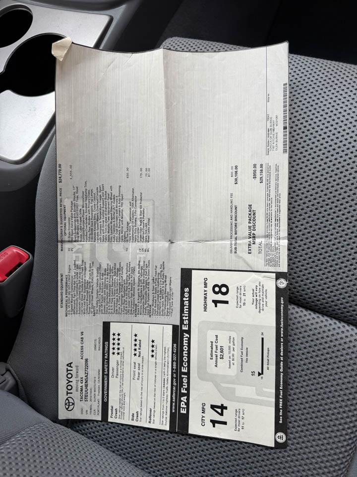 Toyota Tacoma 4WD TRD Sport Access Cab 6' Bed V6 MT (Natl) 2010