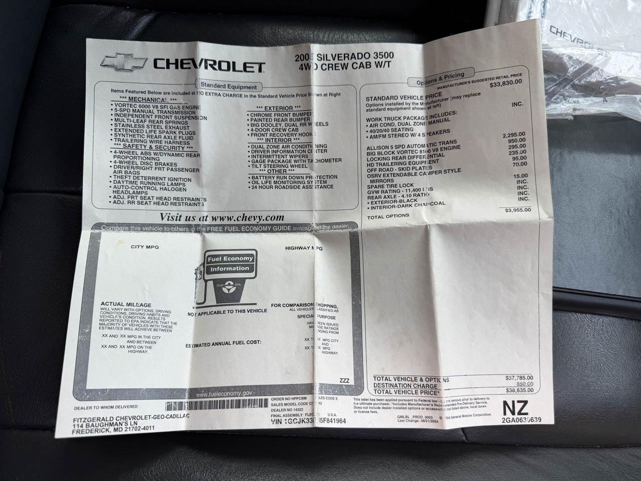 Chevrolet Silverado 3500 Work Truck 4WD DRW 2005
