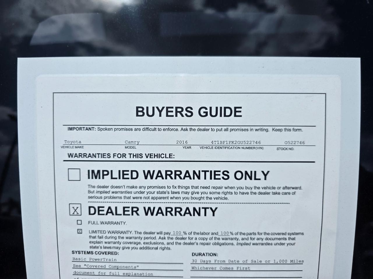 Toyota Camry XLE 2016