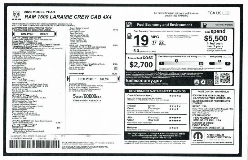RAM 1500 Laramie Crew Cab LWB 4WD 2023
