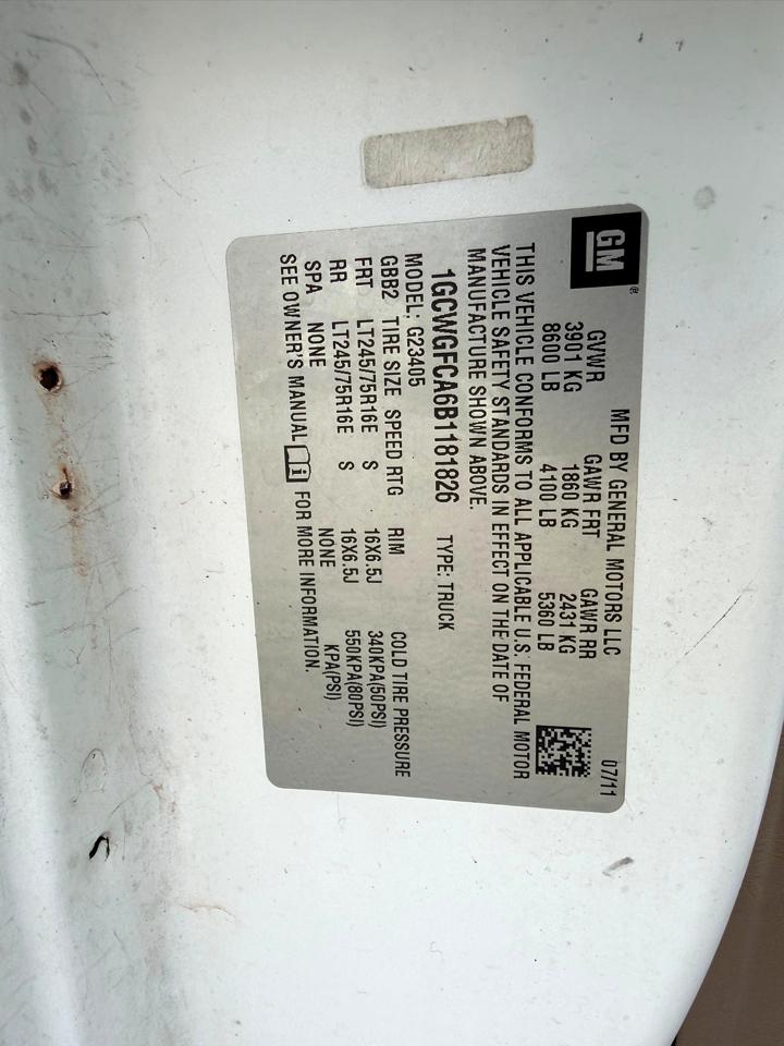 Chevrolet Express 2500 Cargo 2011