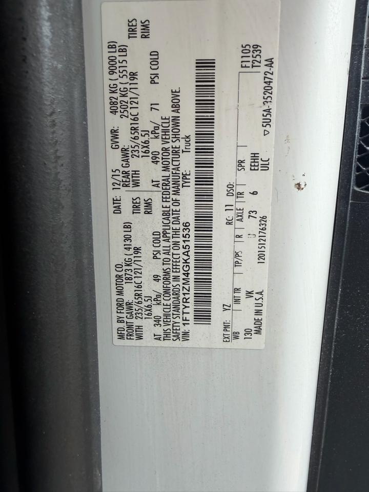 Ford Transit 250 Van Low Roof 60/40 Pass.130-in. WB 2016