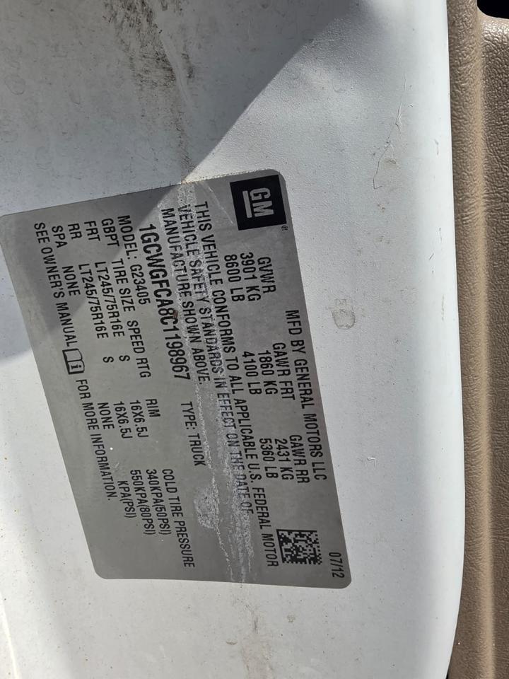 Chevrolet Express 2500 Cargo 2012