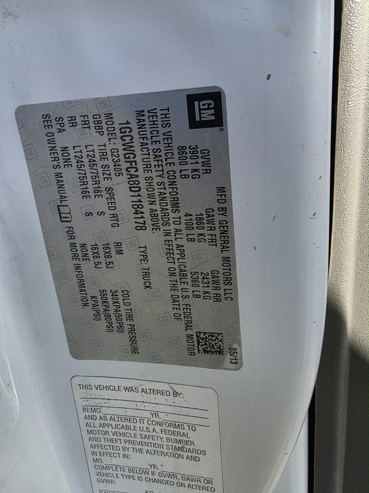 Chevrolet Express 2500 Cargo 2013