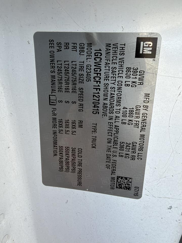 Chevrolet Express 2500 Cargo FFV 2015