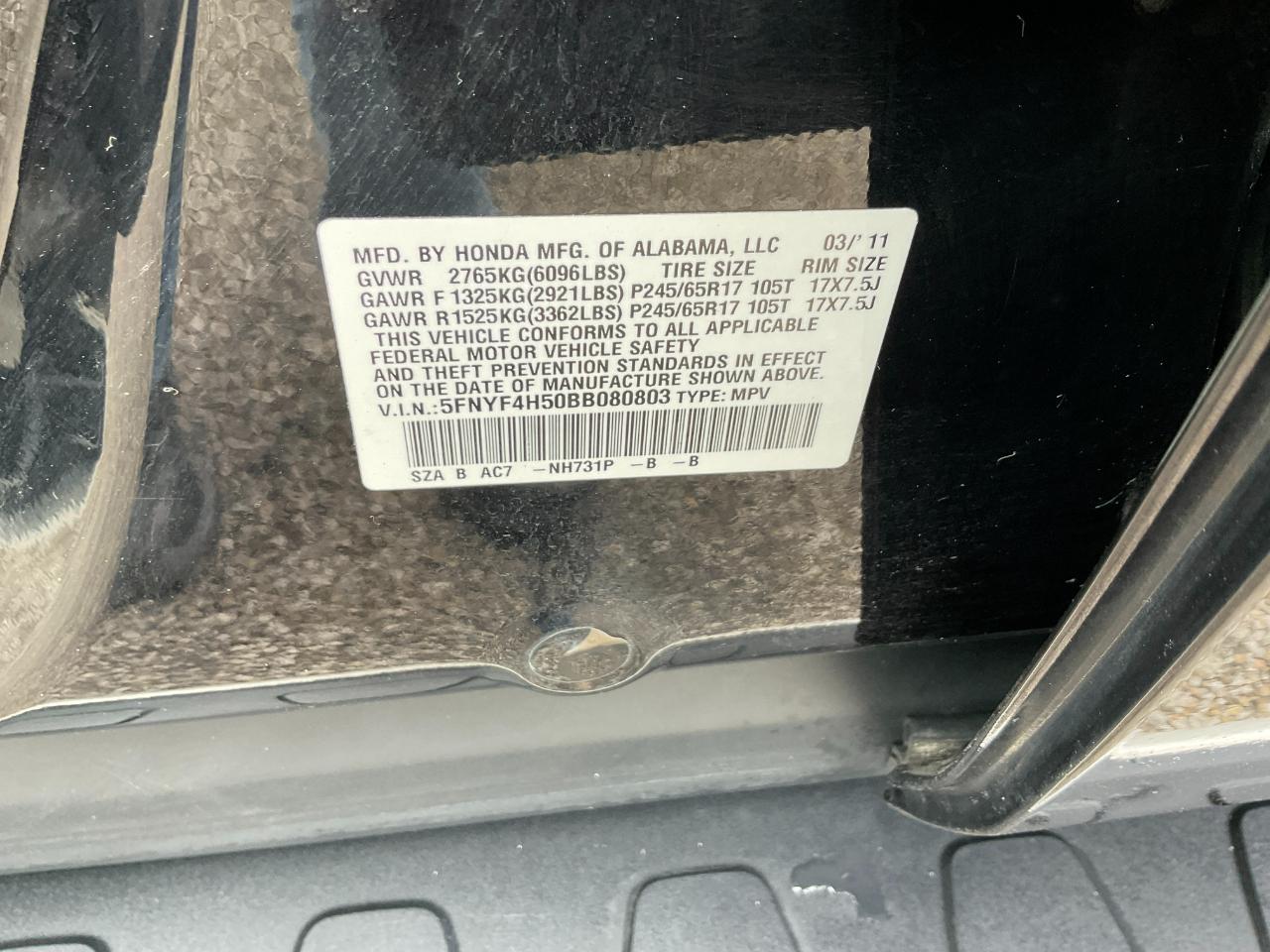 Honda Pilot EX-L 4WD 5-Spd AT 2011