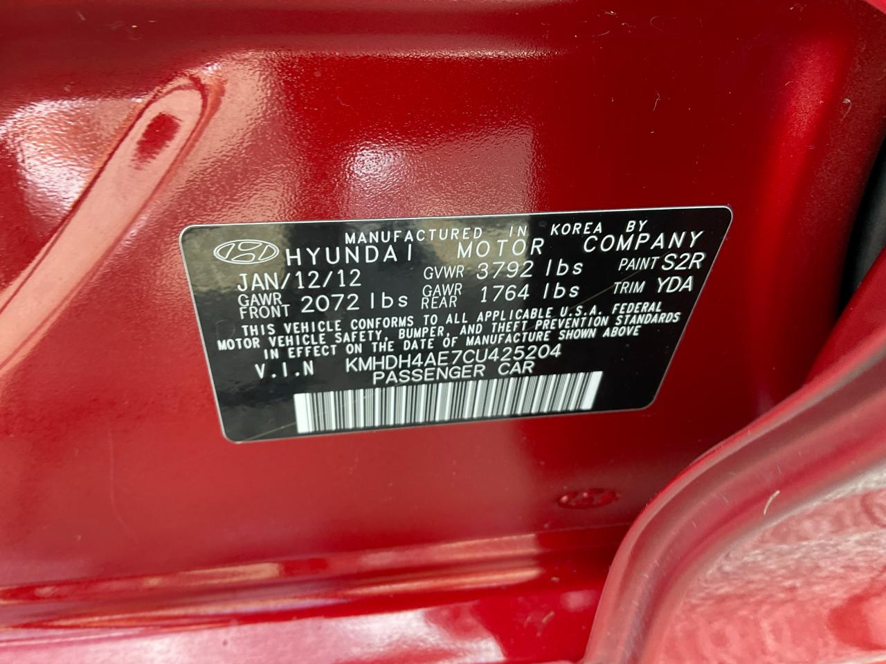 Hyundai Elantra 4dr Sdn Auto GLS 2012