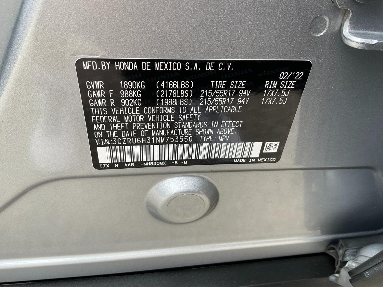 Honda HR-V LX AWD 2022