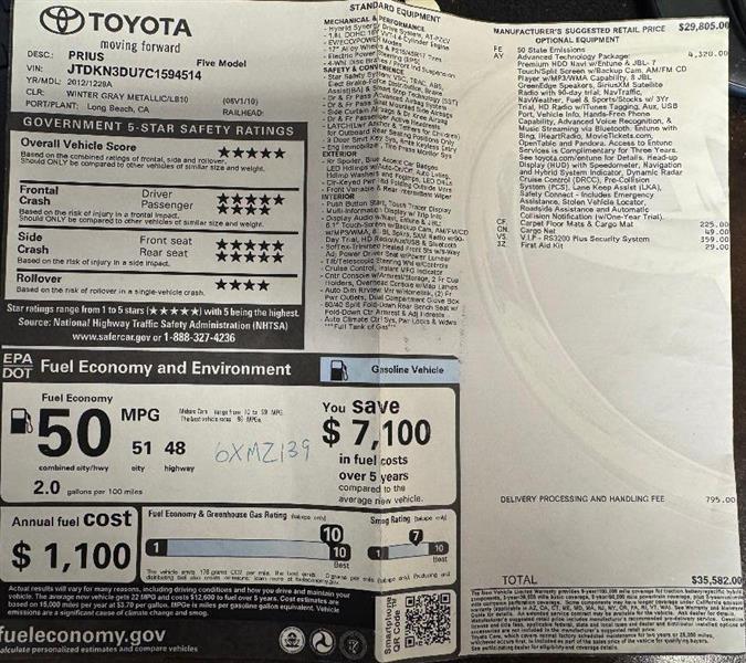 Toyota Prius Prius V 2012