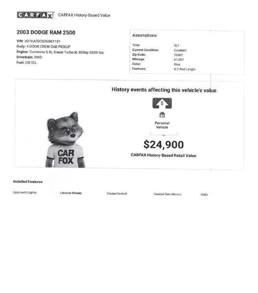 2003 Dodge Ram 2500 SLT Quad Cab Long Bed 2WD