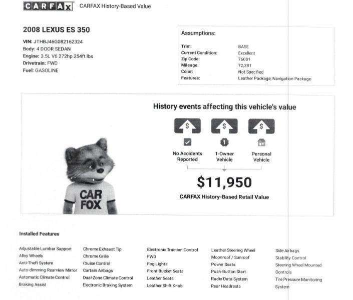 Lexus ES 350 Sedan 2008