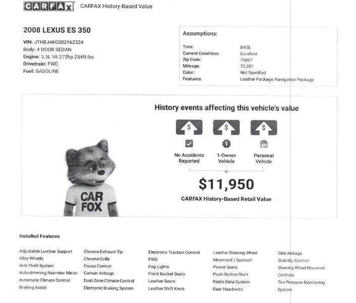 Lexus ES 350 Sedan 2008