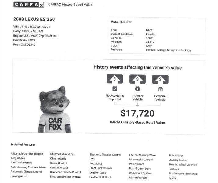 Lexus ES 350 Sedan 2008