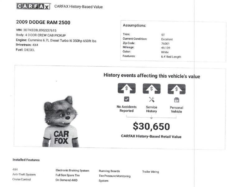 Dodge Ram 2500 SLT Quad Cab Short Bed 4WD 2009